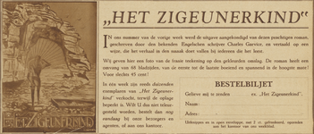 717122 Advertentie van het weekblad 'Utrecht in Woord en Beeld', Boothstraat 3 te Utrecht, voor de uitgave van de roman ...